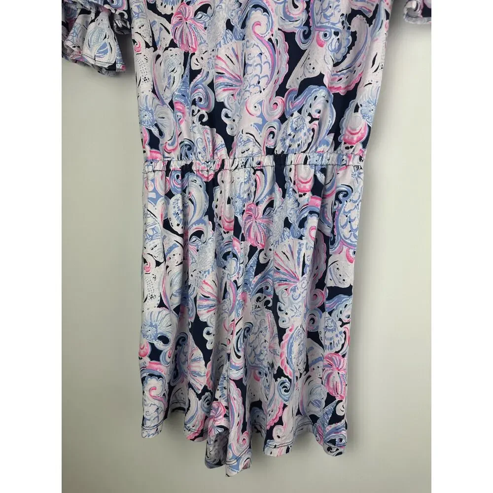 LILLY PULITZER Lula Romper Summer Shell Print One Piece Ruffle Sleeve Womens XXS - Picture 4 of 11